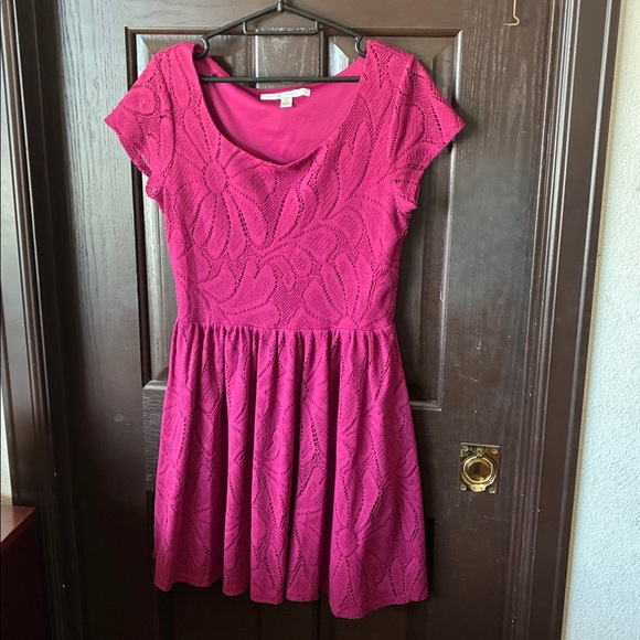 LC Lauren Conrad Fuchsia Lace Mini Dress - Picture 3 of 3